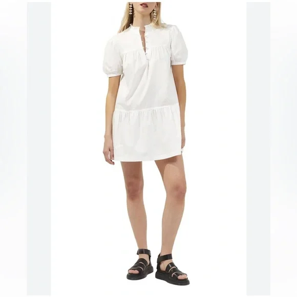 French Connection Women's Organic Poplin Dress, White, Small, Cotton